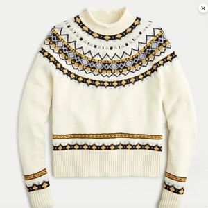 J. Crew Fair Isle Cream/Blue/Yellow  Rollneck Sweater, XXS